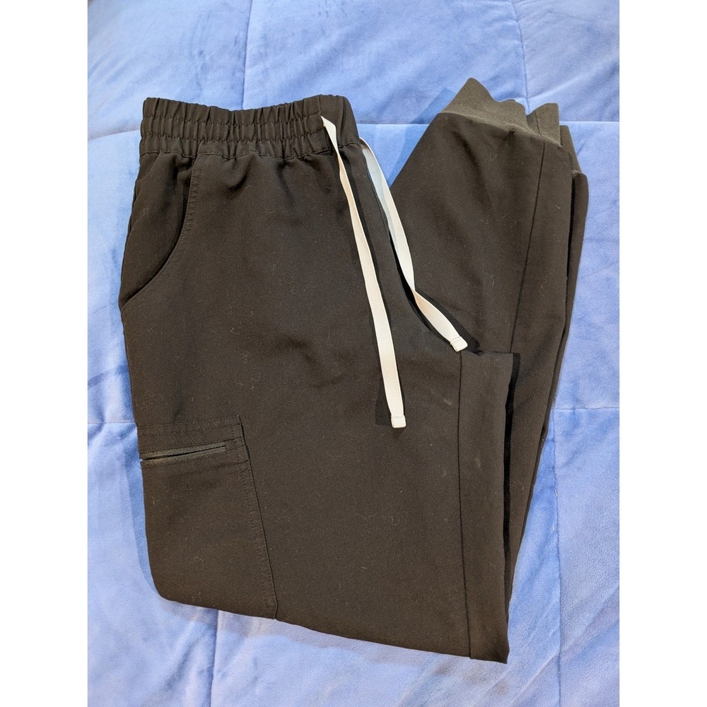 FIGS Zamora Jogger Scrub Pants Black Cargo Pockets TALL - Size‎ M